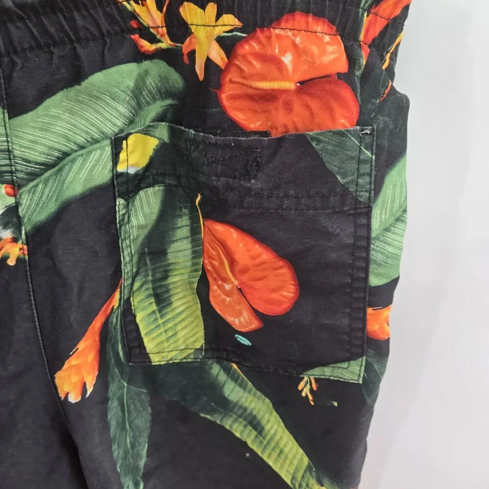 Old Navy Men's Drawstring Birds of Paradise Leaf Swim Trunks Size Small